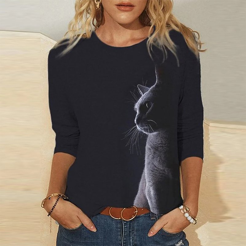 Summer Autumn Oversized Casual Women's Clothing Funny Cat 3D Print Long Sleeve T-Shirts Ladies Fashion Tops Vintage Tee Shirt 4 Summer Autumn Oversized Casual Women's Clothing Funny Cat 3D Print Long Sleeve T-Shirts Ladies Fashion Tops Vintage Tee Shirt 4