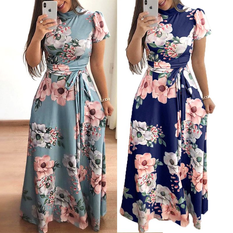 Plus Size Autumn And Winter Women's New Style 2021 Dress Print Street Long-sleeved High-neck Tie Long Casual 3 Plus Size Autumn And Winter Women's New Style 2021 Dress Print Street Long-sleeved High-neck Tie Long Casual 3