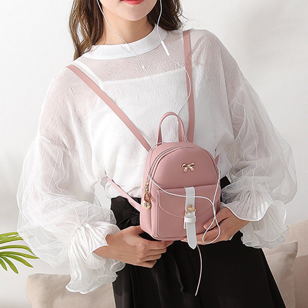 Women's Mini Backpack Luxury PU Leather Kawaii Backpack Cute Graceful Bagpack Small School Bags for Girls Bow-knot Leaf Hollow 4 Women's Mini Backpack Luxury PU Leather Kawaii Backpack Cute Graceful Bagpack Small School Bags for Girls Bow-knot Leaf Hollow 4
