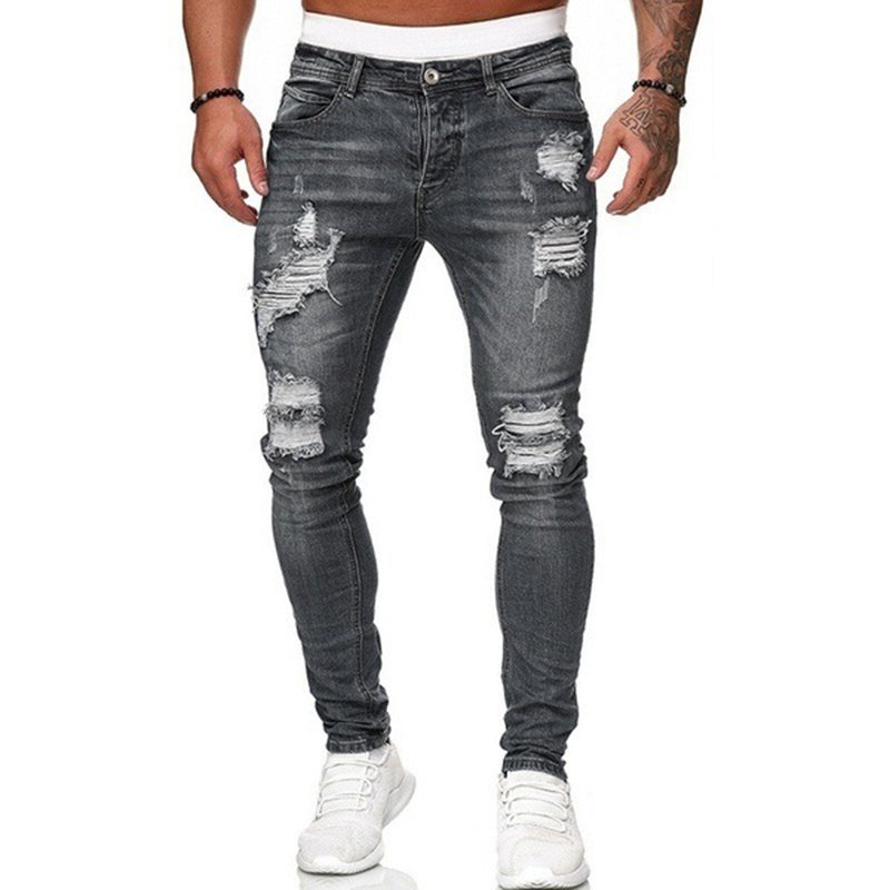 2022 Jeans Men Ripped Skinny Hole Trousers Stretch Slim Denim Pants Large Size Hip Hop Black Blue Casual Jogging Jeans for Men 3 2022 Jeans Men Ripped Skinny Hole Trousers Stretch Slim Denim Pants Large Size Hip Hop Black Blue Casual Jogging Jeans for Men 3