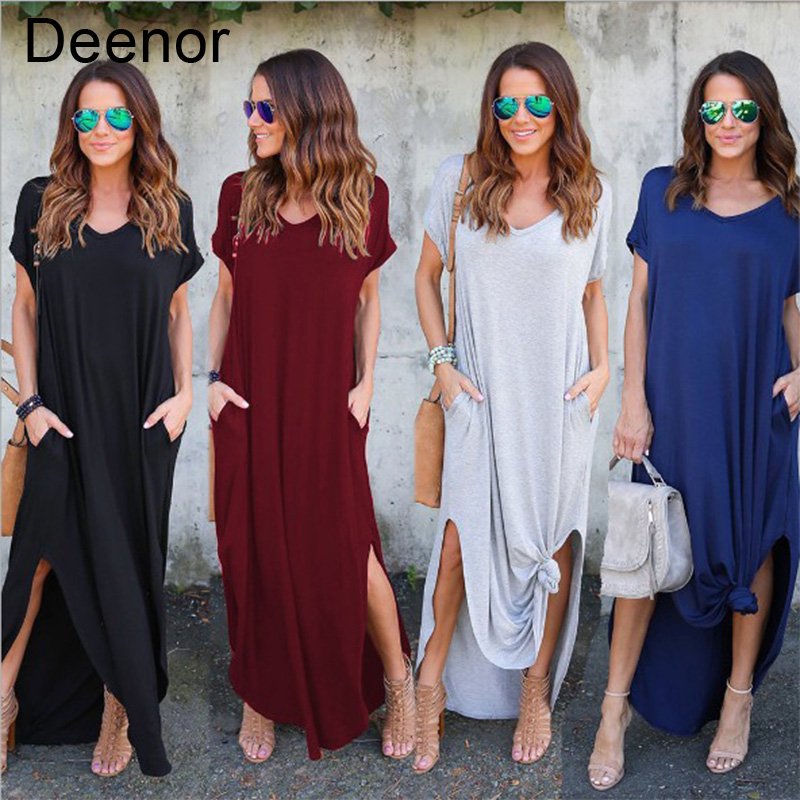Plus Size 5XL Sexy Women Dress Summer 2021 Solid Casual Short Sleeve Maxi Dress For Women Long Dress Free Shipping Lady Dresses 3 Plus Size 5XL Sexy Women Dress Summer 2021 Solid Casual Short Sleeve Maxi Dress For Women Long Dress Free Shipping Lady Dresses 3