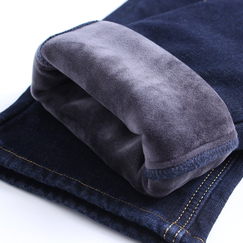 2022 Winter New Men's Warm Slim Fit Jeans Business Fashion Thicken Denim Trousers Fleece Stretch Brand Pants Black Blue 5 2022 Winter New Men's Warm Slim Fit Jeans Business Fashion Thicken Denim Trousers Fleece Stretch Brand Pants Black Blue 5